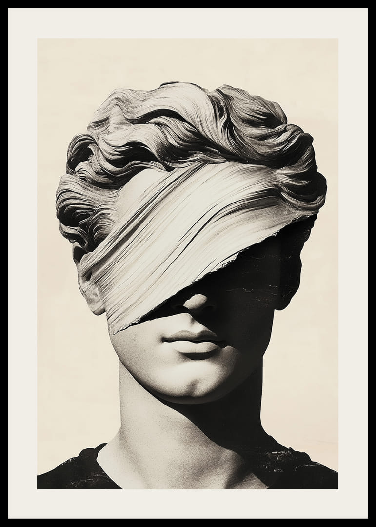 Elegant staty med mystiskt band för ögonen.-12