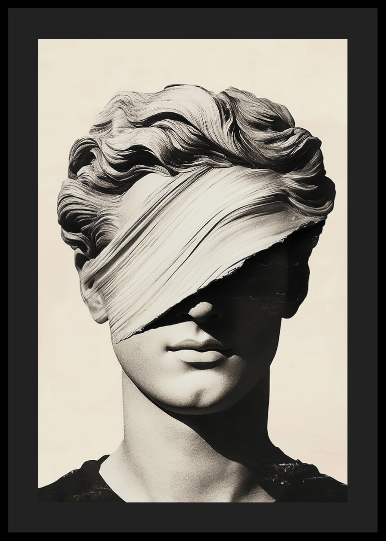 Elegant staty med mystiskt band för ögonen.-12