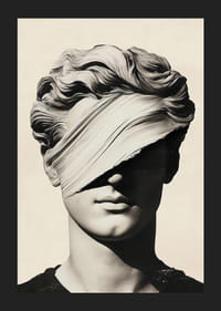 Elegant staty med mystiskt band för ögonen.-5