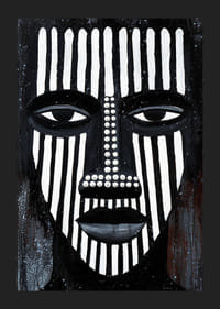 Kontrasterande svartvita linjer skapar ett fängslande ansiktsmönster.-1