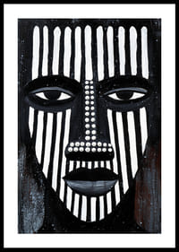 Kontrasterande svartvita linjer skapar ett fängslande ansiktsmönster.-2