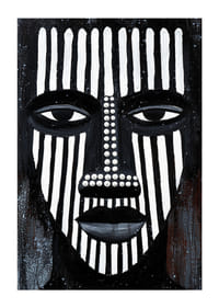 Kontrasterande svartvita linjer skapar ett fängslande ansiktsmönster.-3