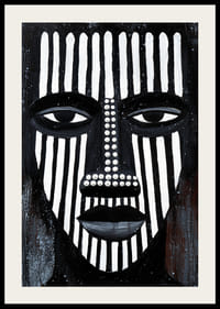 Kontrasterande svartvita linjer skapar ett fängslande ansiktsmönster.-4