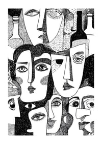 Fețe vii, abstracte, în alb și negru, umplu posterul de mister.-1