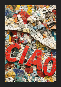 Kolorowa mozaika tworzy powitanie w postaci słowa „Ciao”.-5