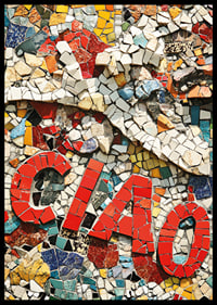 Den färgglada mosaiken skapar en hälsning med ordet 'Ciao'.-6