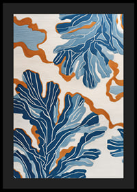 Dynamic blue patterns dance across a warm background.-4