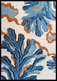 Dynamic blue patterns dance across a warm background.-6