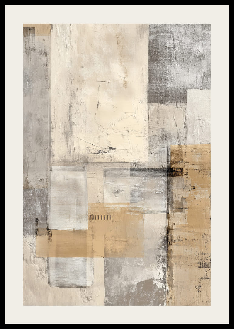 Egy absztrakt műalkotás harmonikus földszínekkel nyugalmat teremt.-12