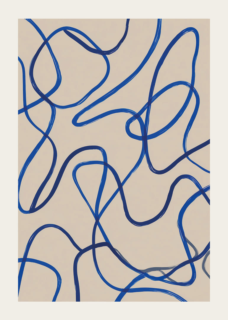 Tamsiai mėlynos linijos driekiasi elegantišku abstrakčiu raštu.-12