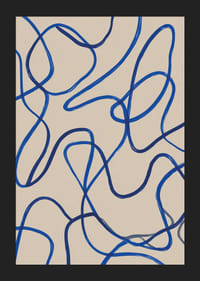 Tamsiai mėlynos linijos driekiasi elegantišku abstrakčiu raštu.-5