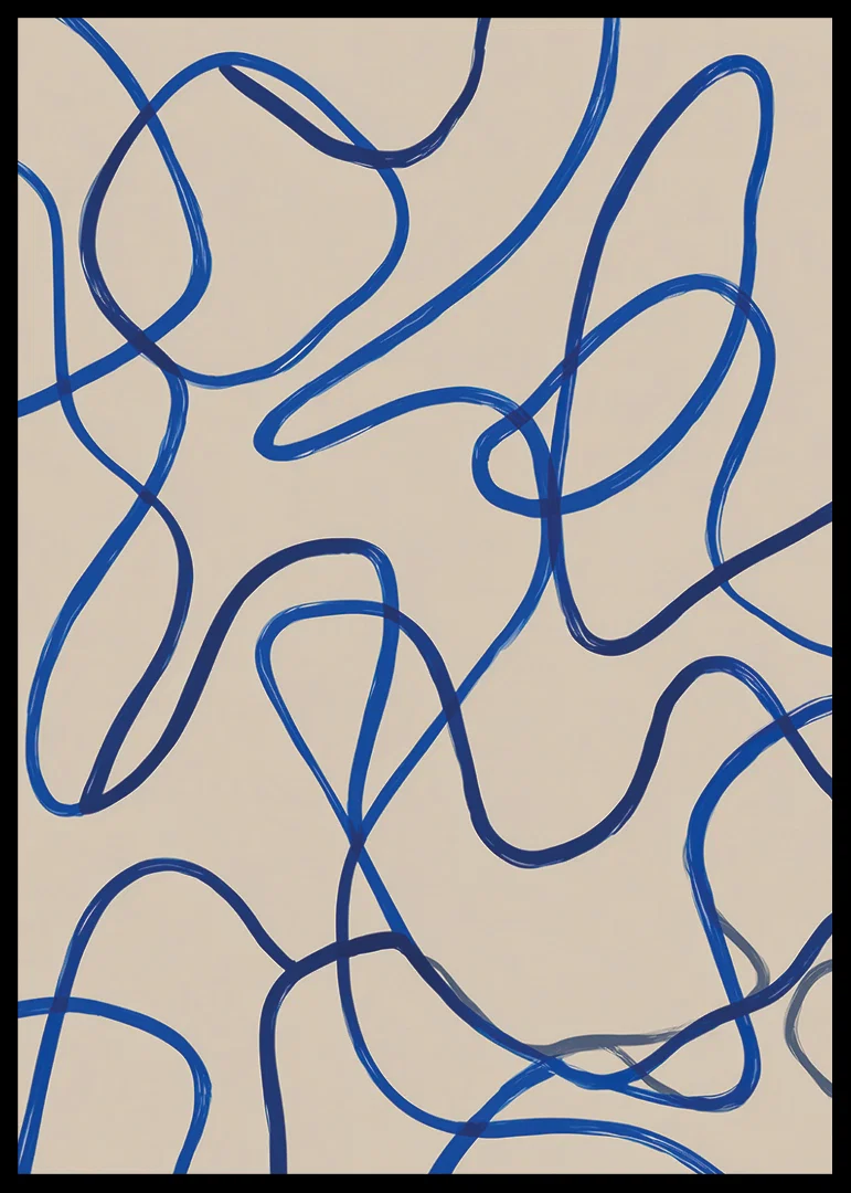 Deep blue lines sweep in an elegant abstract pattern.-12