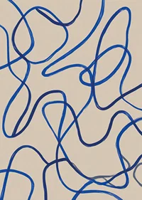 Deep blue lines sweep in an elegant abstract pattern.-7