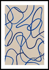 Deep blue lines sweep in an elegant abstract pattern.-0