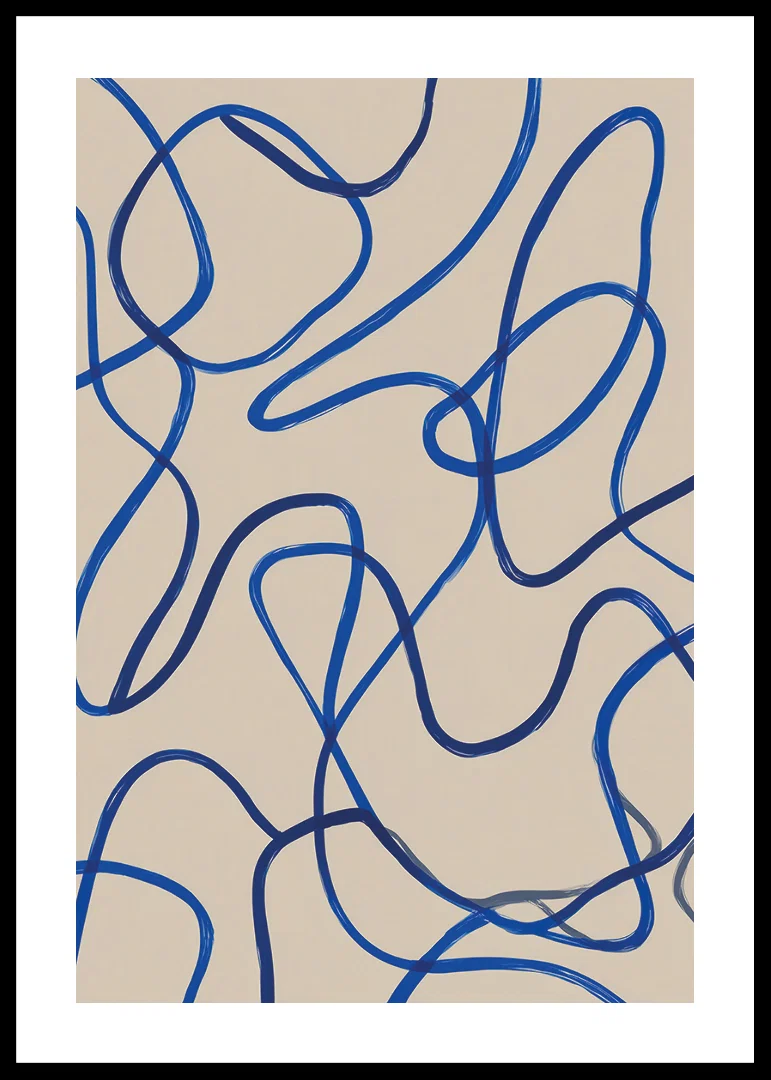 Deep blue lines sweep in an elegant abstract pattern.-12