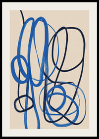 Eleganti linee blu si intrecciano su uno sfondo color crema.-2