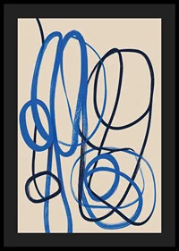 Elegant blue lines intertwine on a creamy field.-4