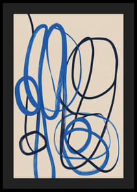 Eleganti linee blu si intrecciano su uno sfondo color crema.-4