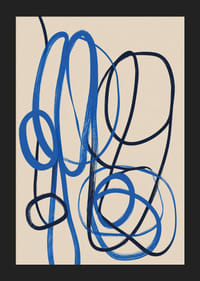 Eleganti linee blu si intrecciano su uno sfondo color crema.-5