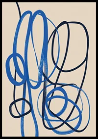 Elegant blue lines intertwine on a creamy field.-6