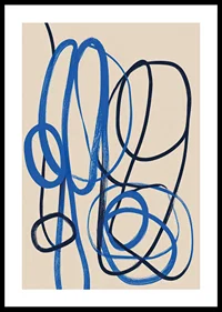 Elegant blue lines intertwine on a creamy field.-0
