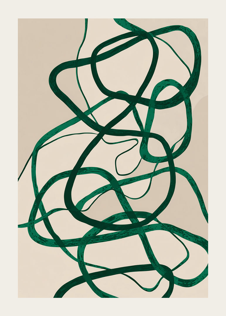 Green streaks on a beige background create a symphonic impression.-12