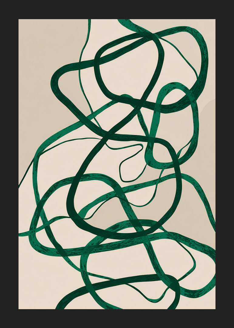 Green streaks on a beige background create a symphonic impression.-12