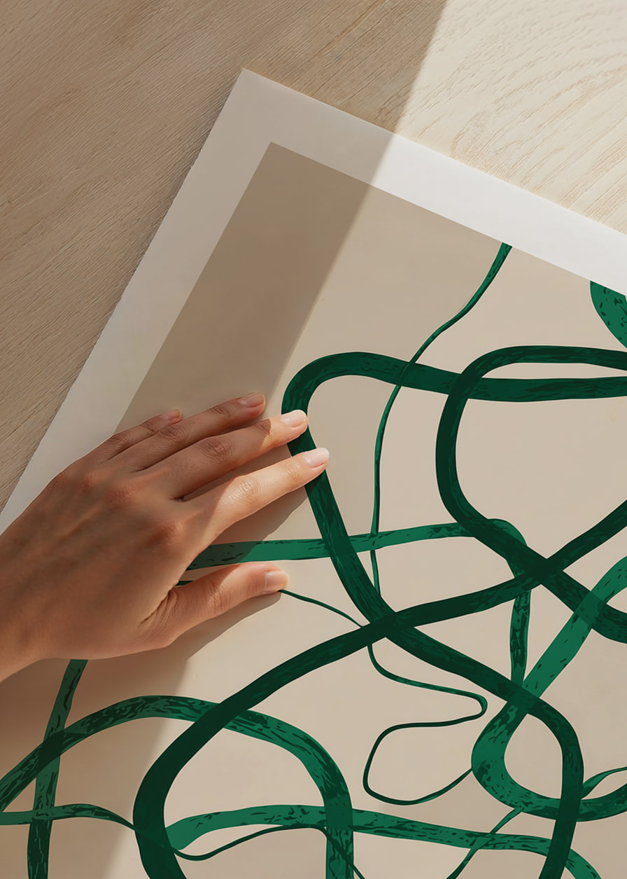 Green streaks on a beige background create a symphonic impression.-12