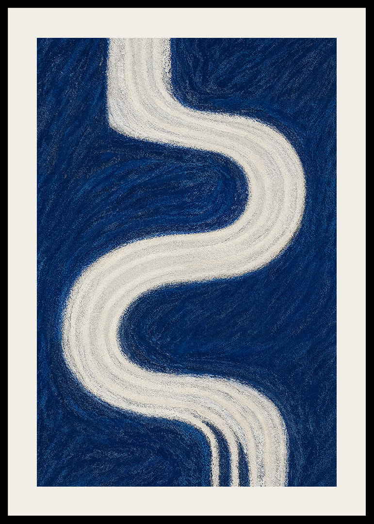 En slingrande vit väg mot evigheten på en djupblå bakgrund.-12