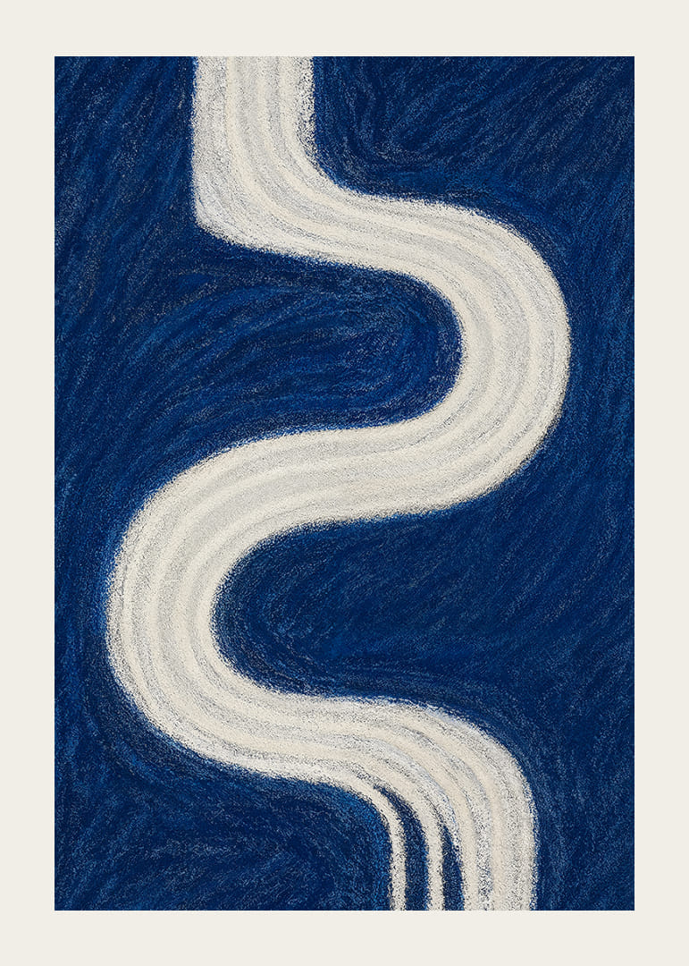 En slingrande vit väg mot evigheten på en djupblå bakgrund.-12