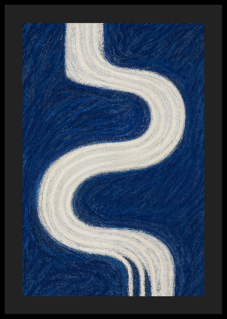 En slingrande vit väg mot evigheten på en djupblå bakgrund.-12