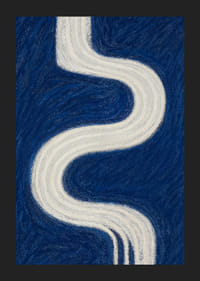 En slingrande vit väg mot evigheten på en djupblå bakgrund.-5