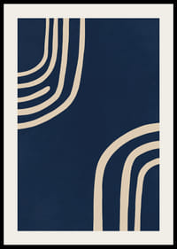 Soft curved lines in creamy white against a deep blue background.-2