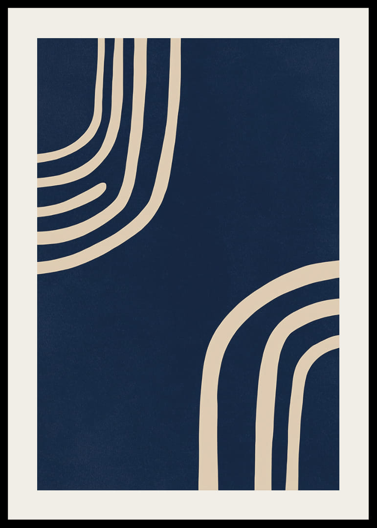 Soft curved lines in creamy white against a deep blue background.-12