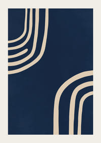 Soft curved lines in creamy white against a deep blue background.-3