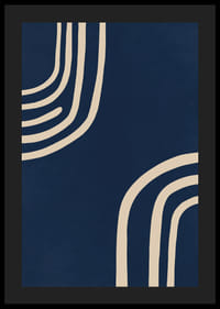 Soft curved lines in creamy white against a deep blue background.-4
