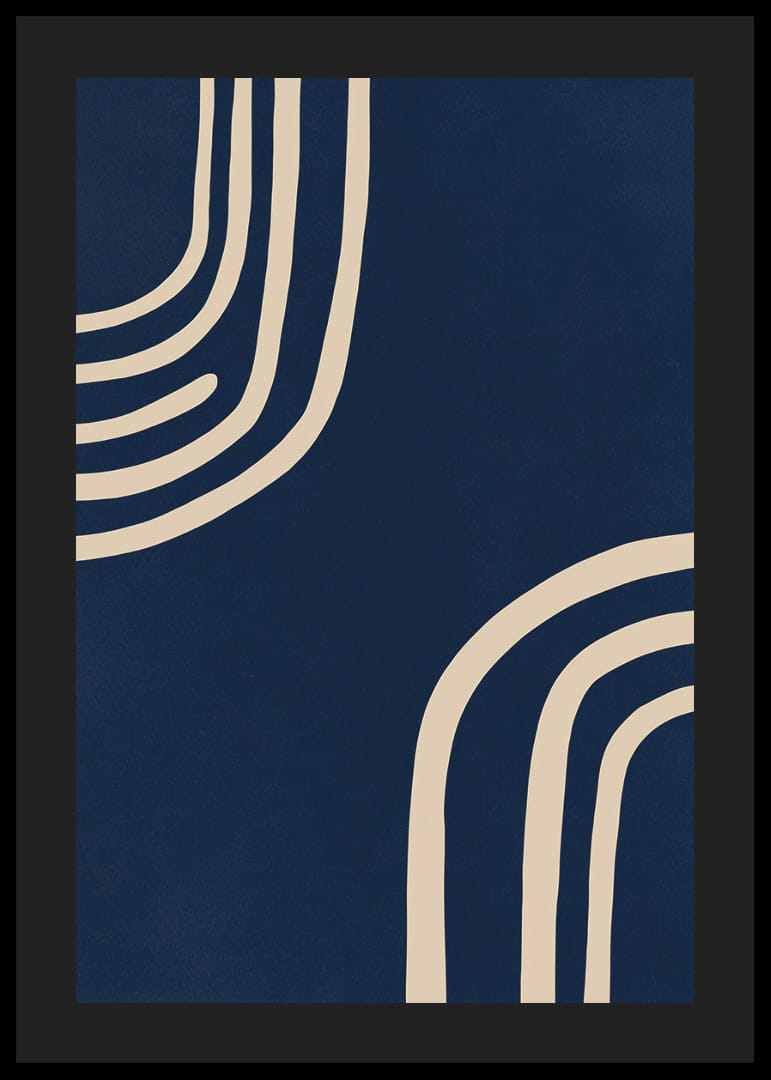 Soft curved lines in creamy white against a deep blue background.-12