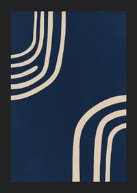 Soft curved lines in creamy white against a deep blue background.-5
