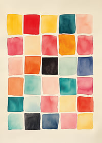 A vibrant poster with colorful squares that gives energy to the room.-1