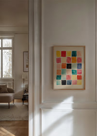 A vibrant poster with colorful squares that gives energy to the room.-2