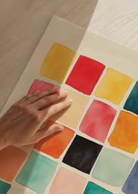 Un poster vibrant cu pătrate colorate care dă energie camerei.-3