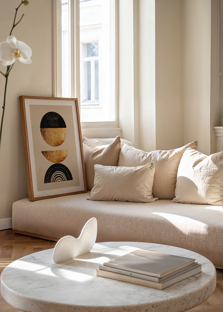 Elegant geometry with golden tones creates modern harmony.-12