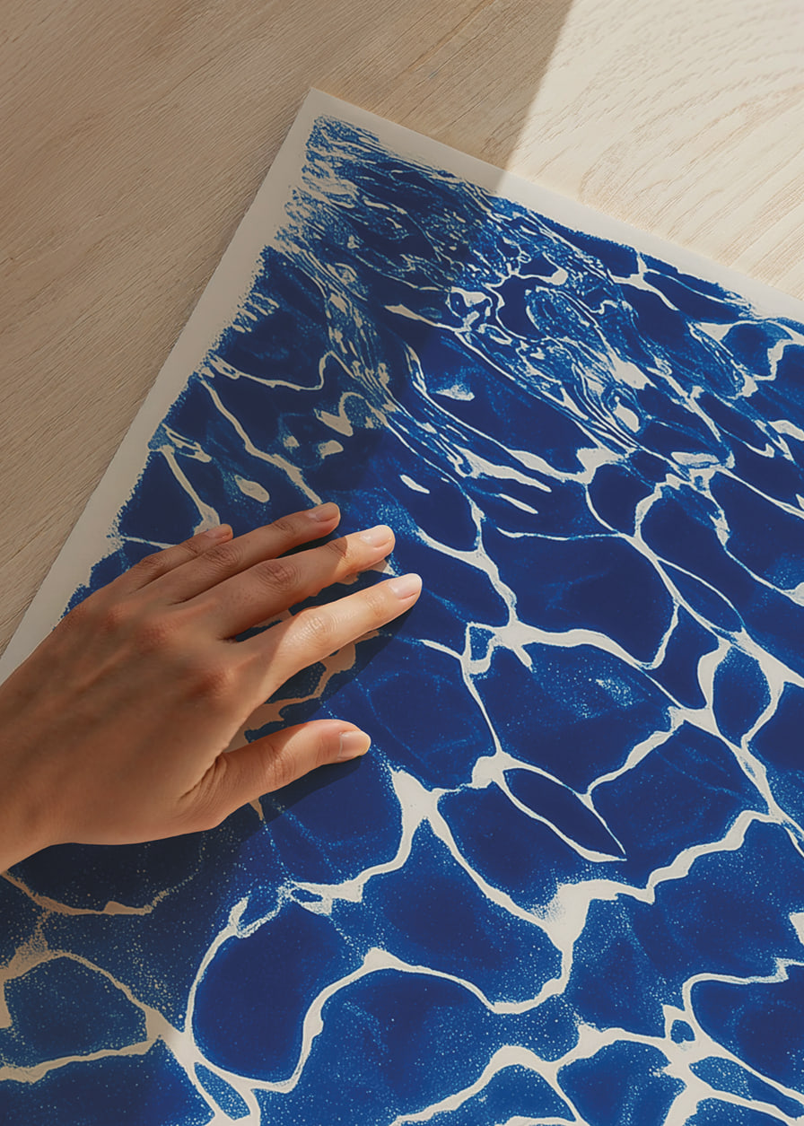 Blue waves create a calm water pattern.-12