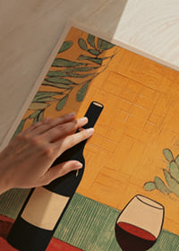 Warm and inviting dinner scene with wine and bread.-3