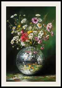 Flowers sparkle in rainbow colors in a sparkling vase.-2