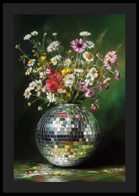 Flowers sparkle in rainbow colors in a sparkling vase.-4