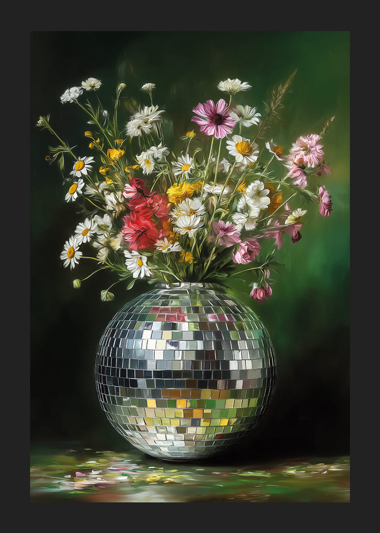 Lilled sädelevad sädelevas vaasis vikerkaarevärvides.-12