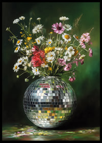 Flowers sparkle in rainbow colors in a sparkling vase.-6