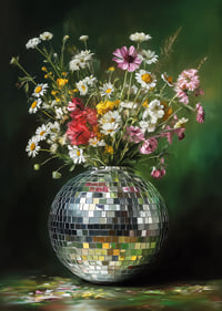 Flowers sparkle in rainbow colors in a sparkling vase.-7