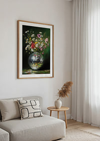 Flowers sparkle in rainbow colors in a sparkling vase.-8